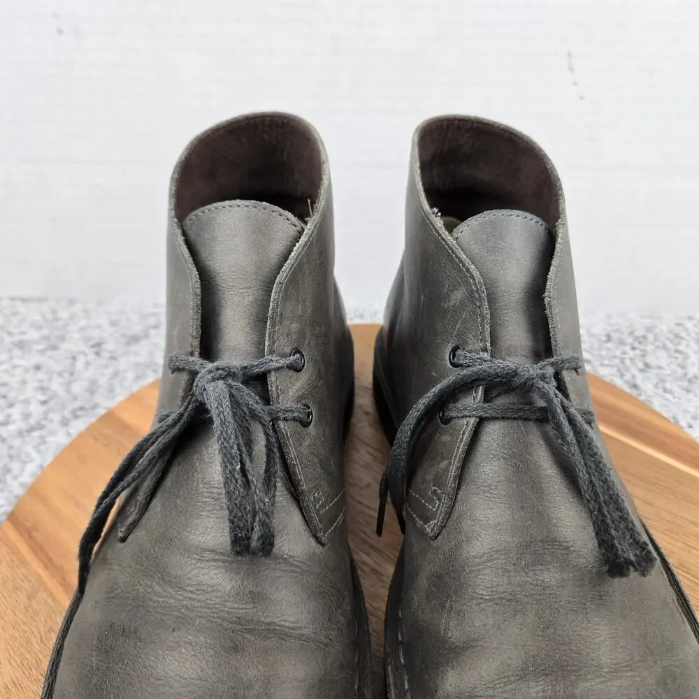 Clarks Mens 9M Bushacre 2 Gray Leather Casual Daily Lifestyle Desert Chukka Boot